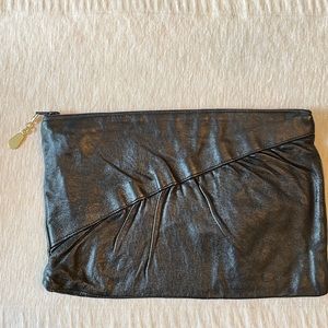 Leather Black Envelope Style Clutch